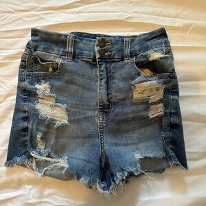 American Eagle Outfitters Blue Jean Shorts Distressed Cut-Offs
